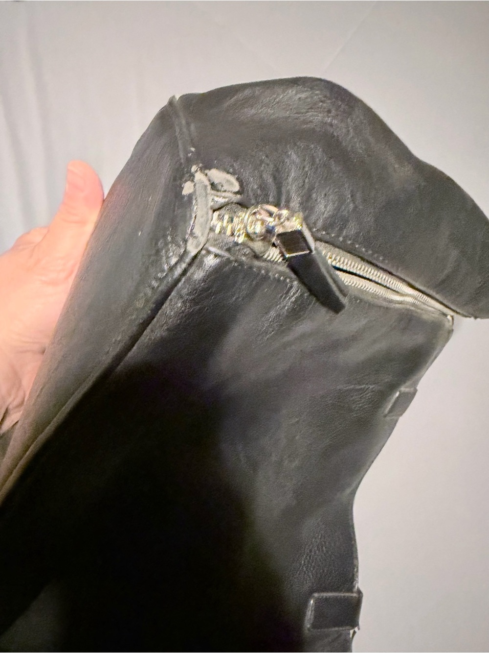 Black Faux Leather Tote Bag with Silver Hardware - Picture 13 of 15